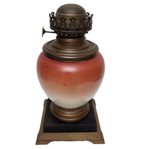 Handpainted Glass Body Victorian Oil Lamp Original Antique RARE Collectible - Picture 4 of 7